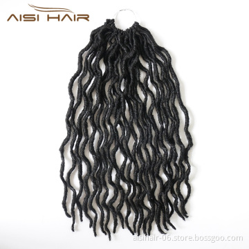 Aisi Hair 14 Inch Crochet Hair Braids Faux Locs Synthetic Pre Loop Crochet Curly Goddess Hair Braids for Black Women